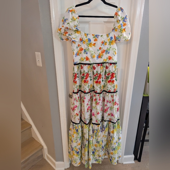 NWT Caroline Constas Hart Dress (Blanc Floral Mix) Maxi Dress w/ Puff Sleeves XL - Picture 12 of 16